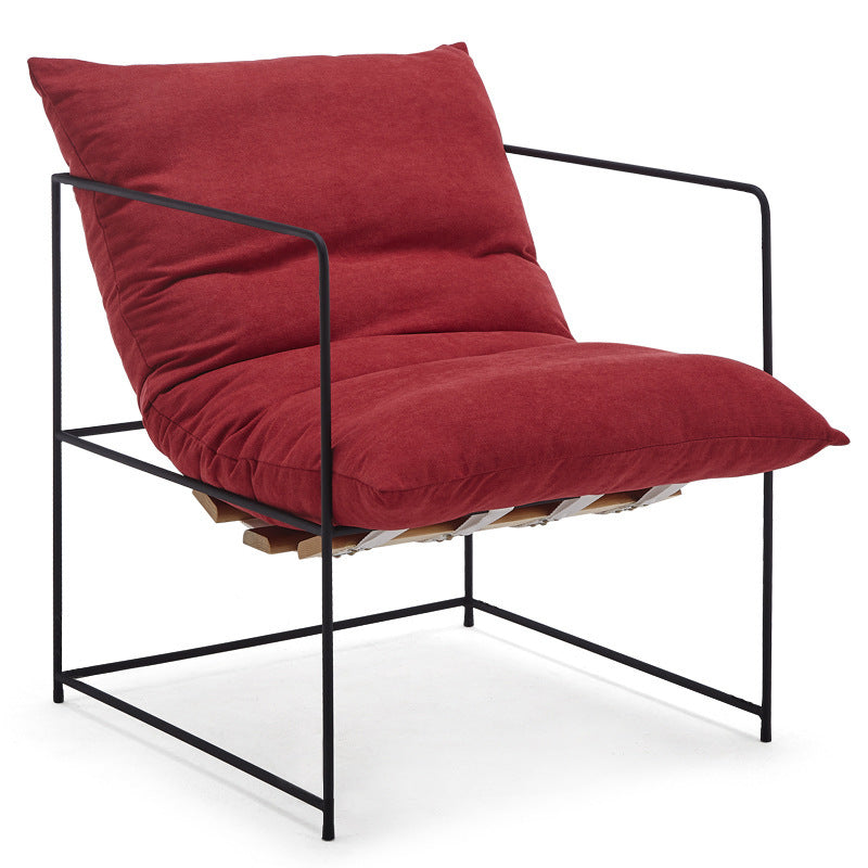 Scandinavian simple lazy sofa fabric iron single lounge chair lunch break accessible luxury reading casual chair bedroom office
