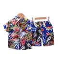 Kids' floral shirt set, 0-4 years old boys' all-over print short-sleeve t-shirt two-piece set, southeast asian style children's clothing wholesale