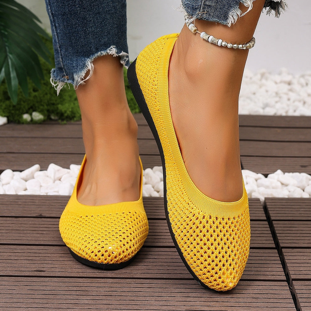 Amazon  spring/summer new arrivals: european and american style plus size round toe flat knit loafers - wholesale