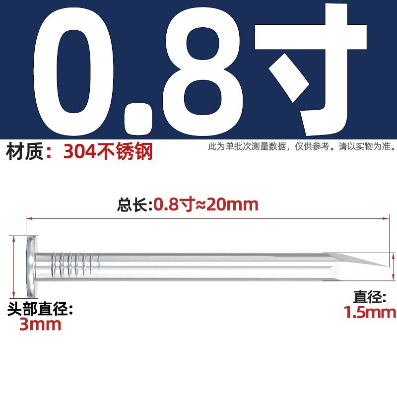 304/201 Stainless Steel Round Nails Steel Nails Element Nails Woodworking Wood Painting Nails Extended Western Nails Iron Nails Floor Nails