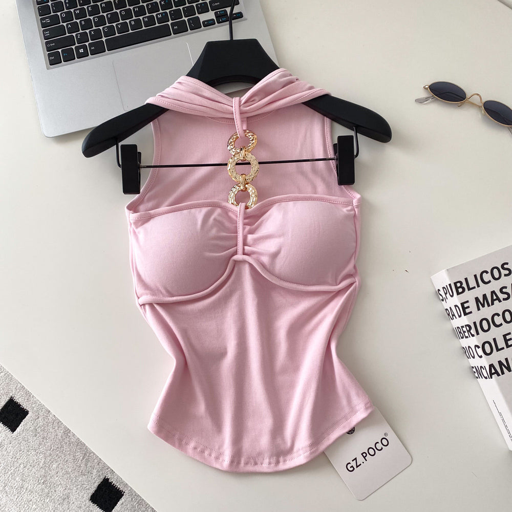 Sexy ring detail cami top - women's summer outerwear, slim fit, commute style, sleeveless top - new  inner layer