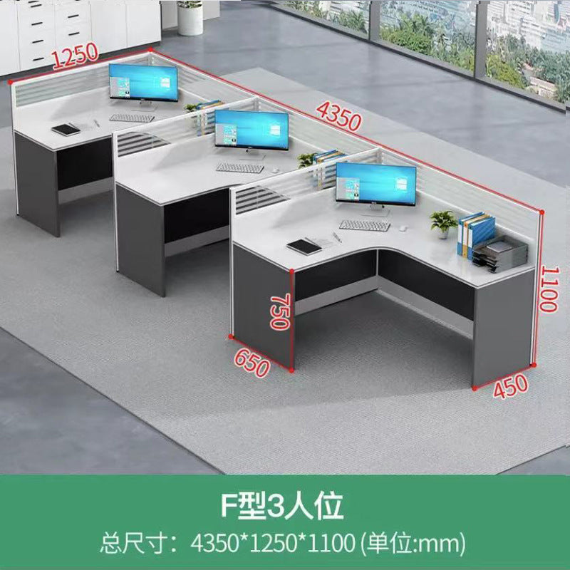 Customizable office desk and chair set - modern minimalist 3-seat office desk for accounting and finance offices
