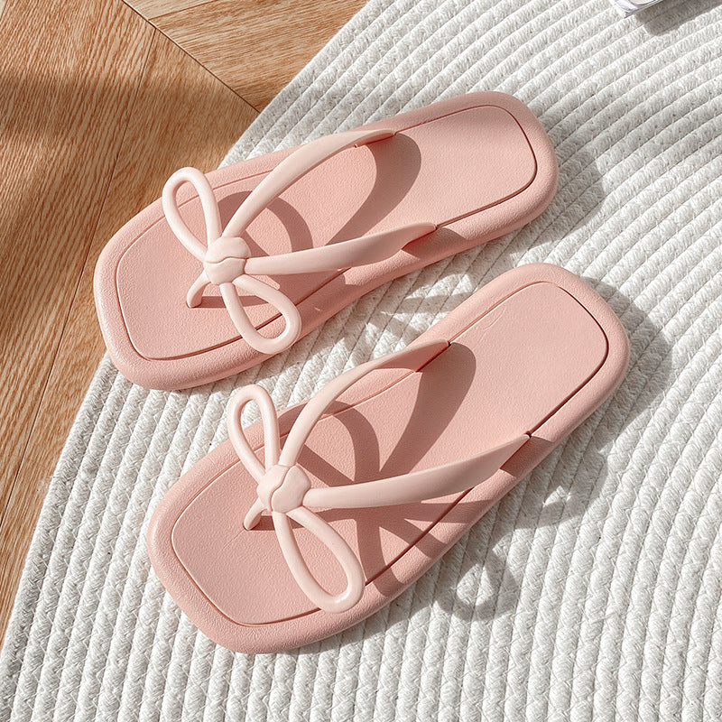 Student outwear fairy style bows flip flops non-slip women's summer non-slip beach vacation beach flip flops women