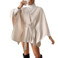Women's fashionable casual commute elegant slimming woolen coat cape waist-defining versatile style - cross-border european and american