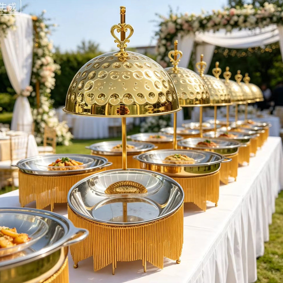 Diamond-shaped golden stainless steel buffet stove 8l hanging buffet stove for hotel restaurants