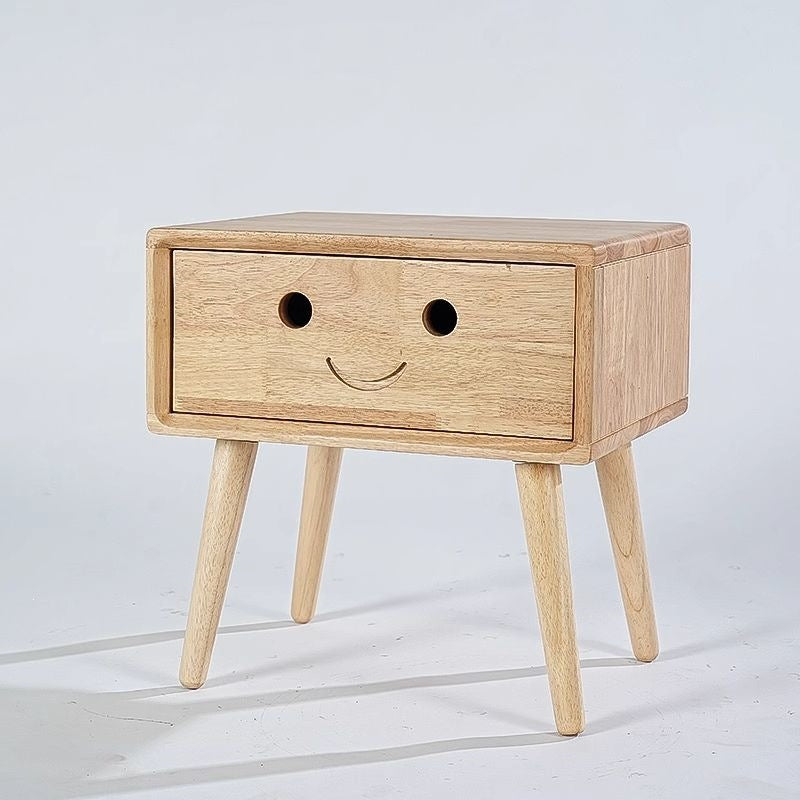 Nordic solid wood bedside table, kids' japanese-style rattan woven robot bedroom storage cabinet, mini simple drawer for small apartments