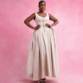 European and american cross-border women's fashion:  summer new arrival - elegant v-neck bow a-line high-waisted maxi dress