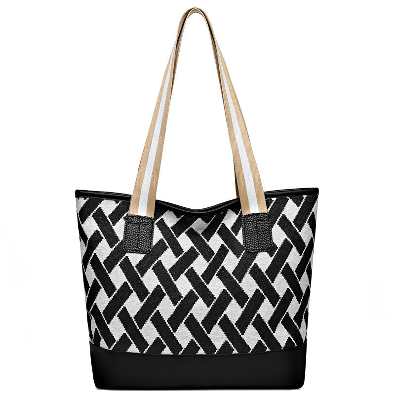 Women's bag 2024 new shoulder bag large capacity handbag fashionable versatile canvas bag commuter tote bag
