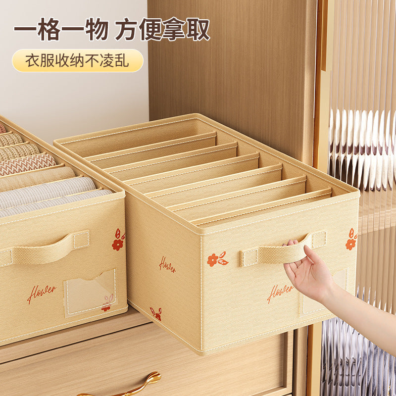 New little red flower divided storage box, underwear organizer, pp board clothes and pants storage solution, clothing storage box