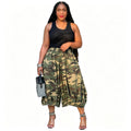 European and american style camouflage wide-leg cropped pants -  cross-border casual women's wear - elastic waist, loose fit, plus size jeans