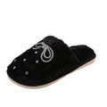 Rhinestone bow slippers women's 2024 new korean style closed-toe fuzzy slippers trendy autumn/winter indoor/outdoor cotton slippers
