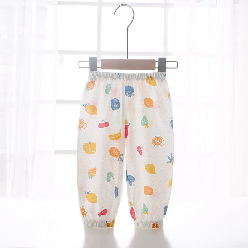 Baby pants summer boys and girls anti-mosquito pants thin baby pure cotton bloomers lightweight breathable cartoon printing pants