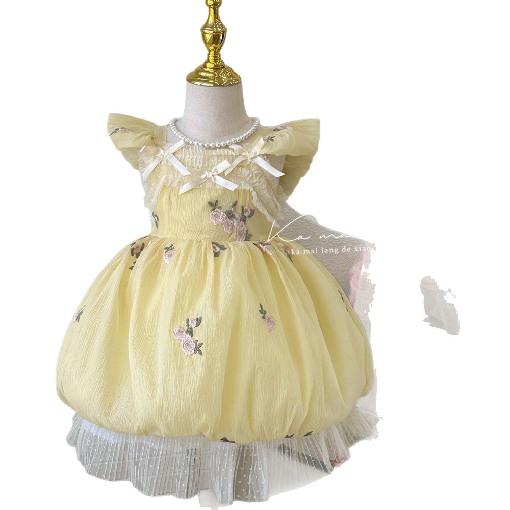 【custom wholesale】girls' dresses  summer new styles bowknot chic baby girl birthday princess dress