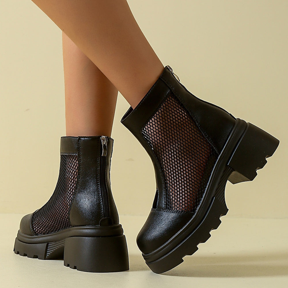 martin boots for women summer thin women's mesh breathable cut out short boots with thick bottom petites mesh cool boots