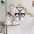 Korean style girls' summer new collection: sweet & chic chanel-inspired outfit - trendy short-sleeve top & skirt set for kids