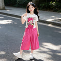 Girls' summer lightweight outfit  new korean style wide-leg pants two-piece set for big girls and toddlers - stylish kids' set