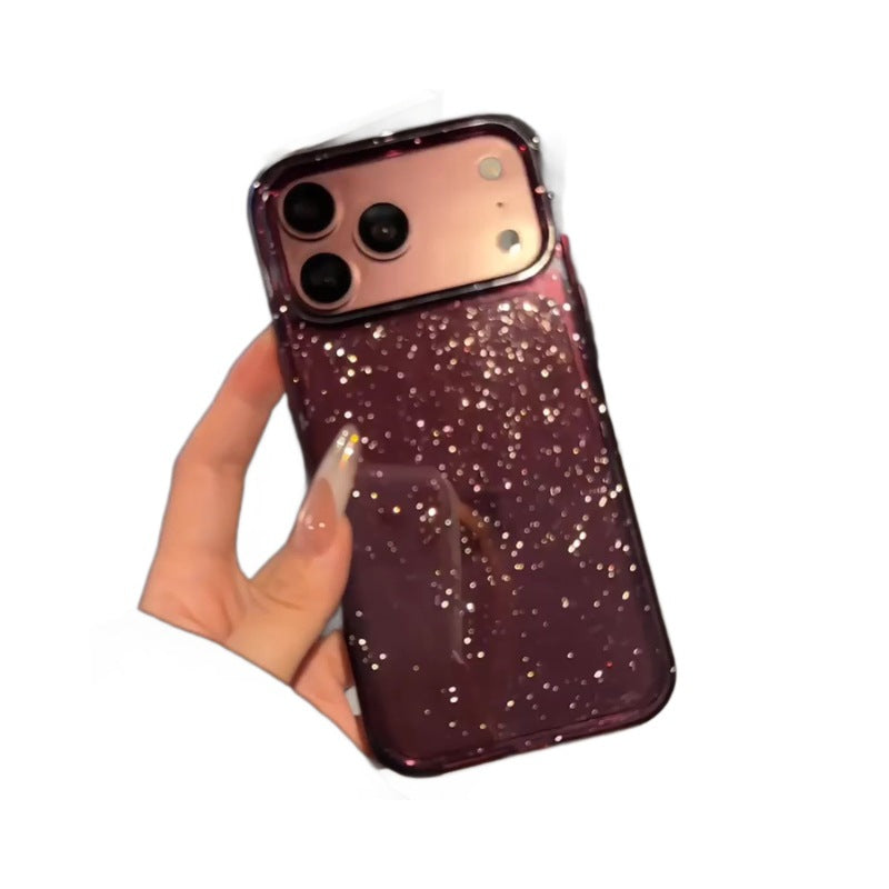 Starry glitter powder compatible with iphone 18 pro max case, apple 17 transparent fine glitter burgundy protective cover 16