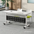 Foldable training table and chair set, mobile splicing bench with wheels, multifunctional office desk, conference room table and chair combination