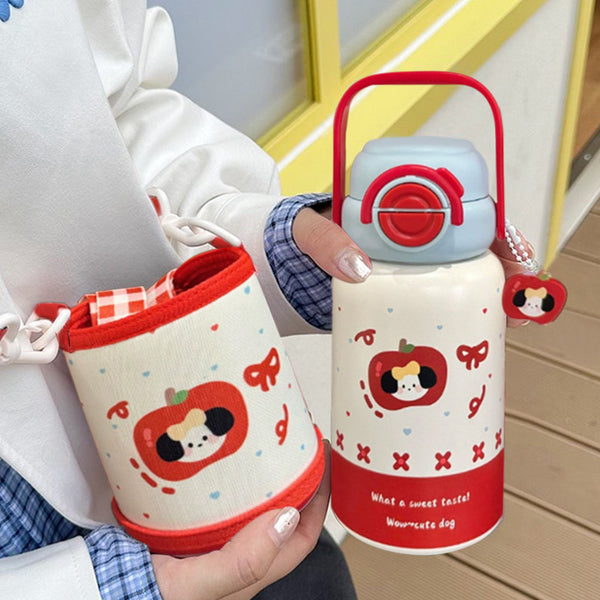 Water cup Children's thermos cup 316 stainless steel learning drink cup High value student special straw cup Cute milk cup
