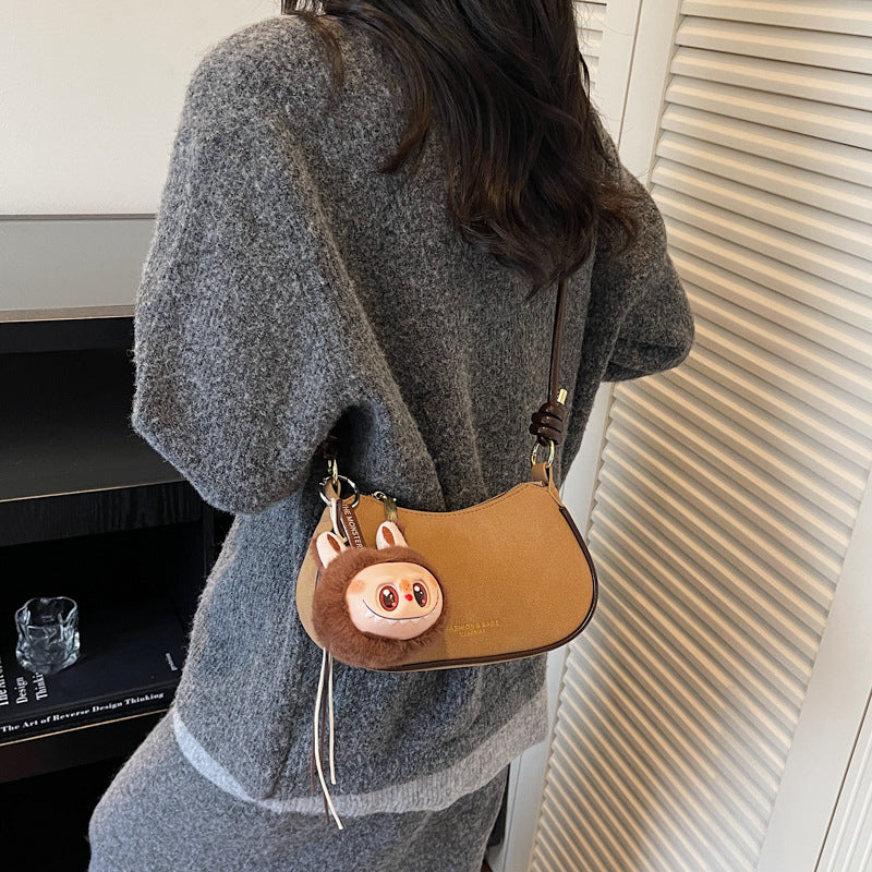 Super popular underarm bag, cute labubu pendant, fall and winternew arrivalaccessible luxuryniche style design, classy shoulder satchel bag