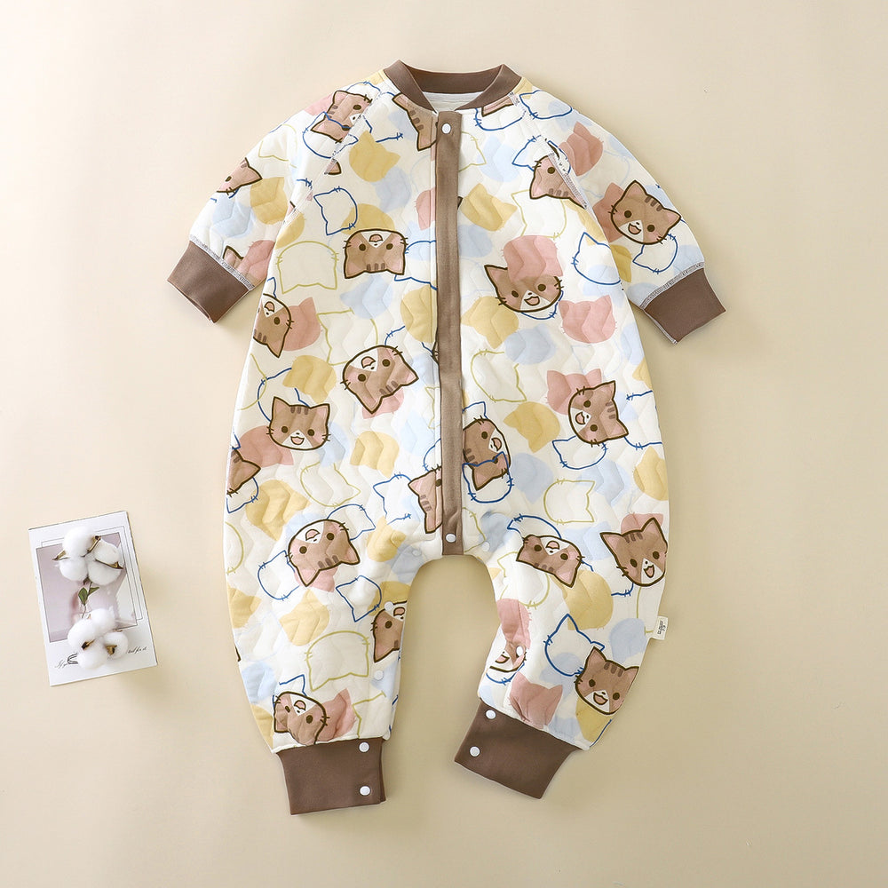 Pure cotton type a boys and girls sleeping bag fall and winter style quilted split-leg zipper infant sleeping bag baby romper