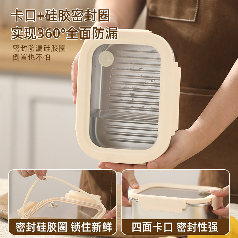 304 stainless steel rectangular lunch box with lid - food container for picnics, bento boxes, and refrigerator storage