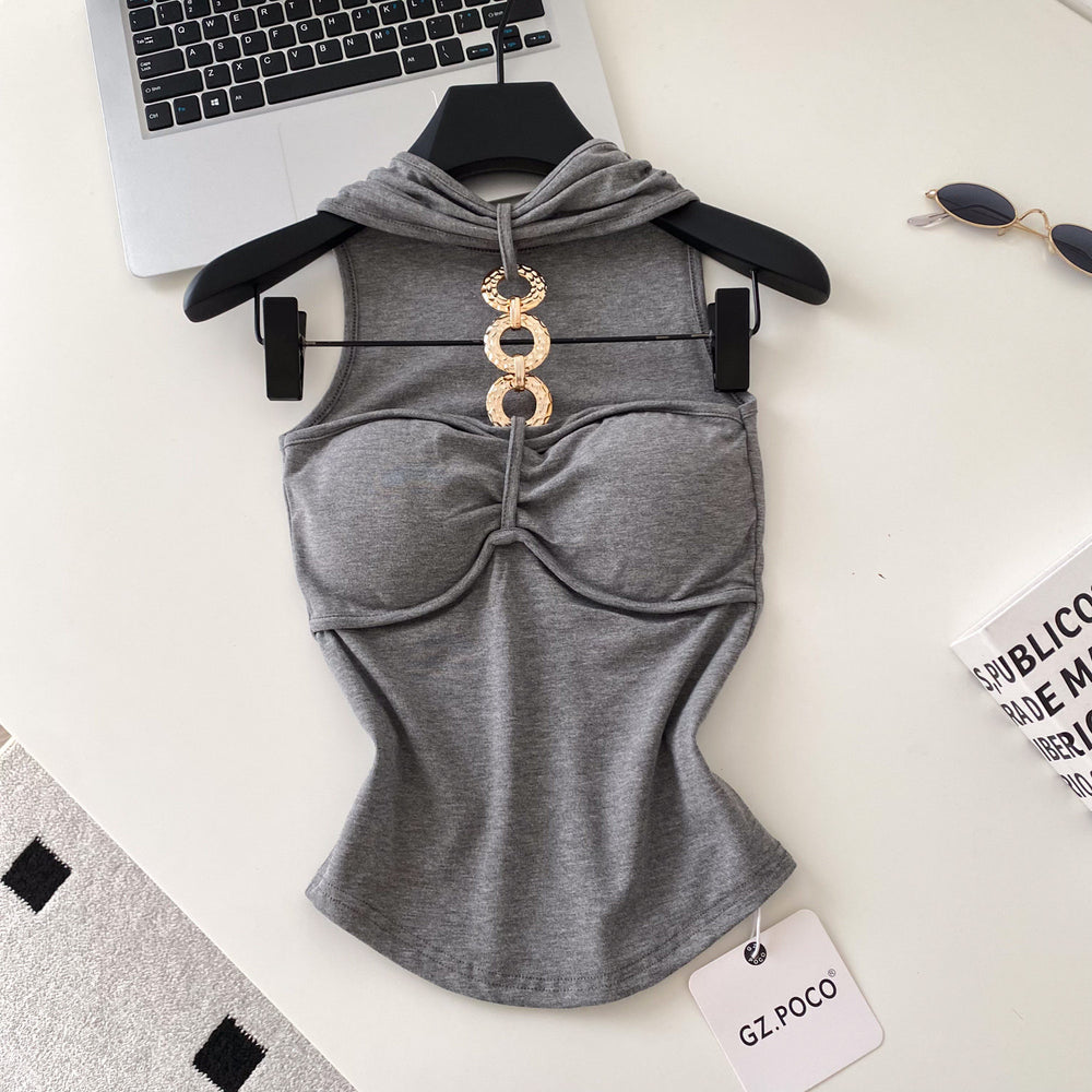 Sexy ring detail cami top - women's summer outerwear, slim fit, commute style, sleeveless top - new  inner layer