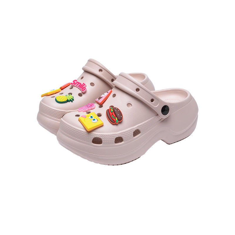 Spongebob squarepants fashion height increasing crocs women's summer casualnon-slipeasiest for match beach shoes women's sandals