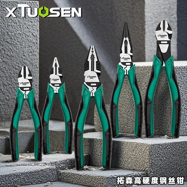 Tuosen high-hardness steel wire pliers household labor-saving oblique pliers 8-inch pointed nose pliers pressing pliers multi-functional vice