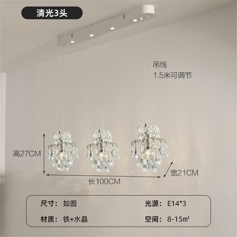 French retro cream white crystal teardrop mini pendant light - cream style for bedroom, bedside, entryway, bay window, and homestay
