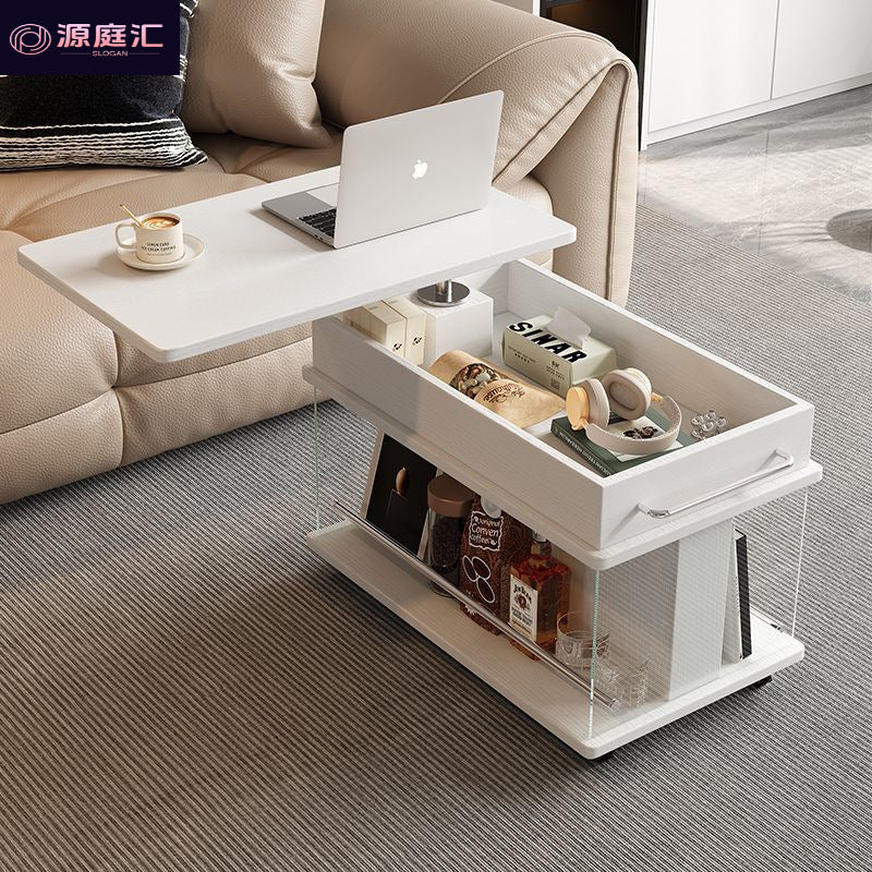 Living room multi-functional sofa side tableaccessible luxury creative balcony movable side cabinetaccessible luxury solid wood adjustablerotate coffee table