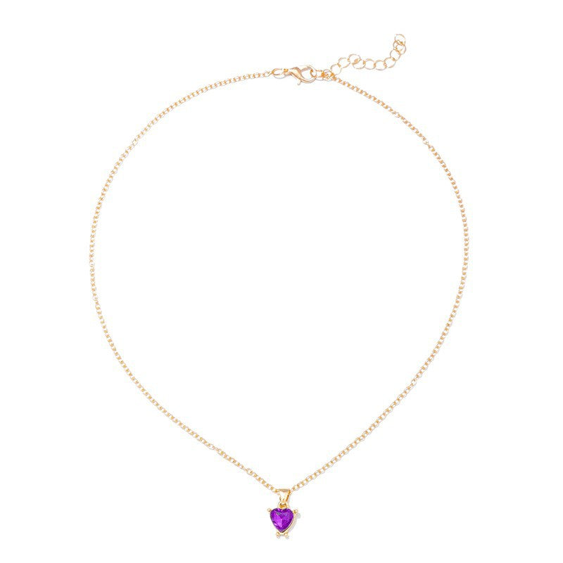 Wholesale alloy heart pendants - european & american cross-border jewelry, exquisite, niche, light luxury, high-end, versatile, diamond-studded necklaces for women