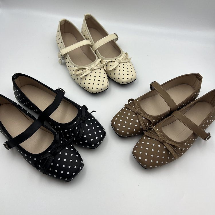 Plus size square toe elegant lace-up mary janes with bow detail - sweet, soft sole, versatile flats