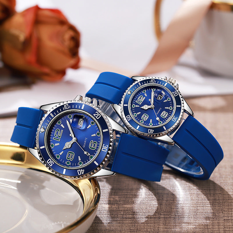 couple fashion sports green water ghost quartz watch casual silicone student quartz watch life waterproof