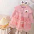 Trendy girls' dress - new spring/autumn collection - kids' baby girl shawl collar tulle princess dress - stylish & chic