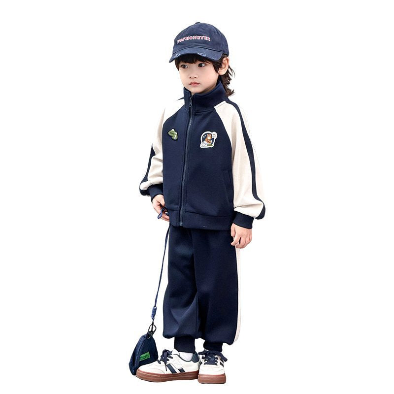 Boys'  spring/autumn tracksuit set: stylish and trendy loose-fit top and pants for boys