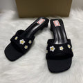 Za manufacturer silks and satins and sandals women's slippers outwear 2025new arrival summer square toe petals high heels colorful flowers