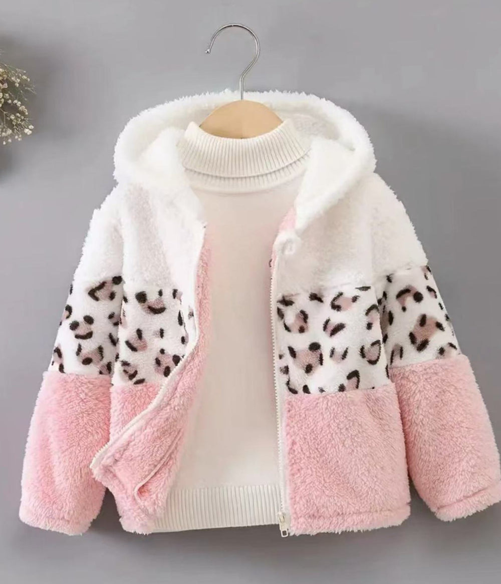 Girls' autumn/winter clothing: cute girls' fleece-lined outerwear, princess fuzzy sweater coat