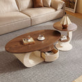 Second-hand style accessible luxury walnut color coffee table living room for home oval coffee table casual modern combination new arrival small coffee table