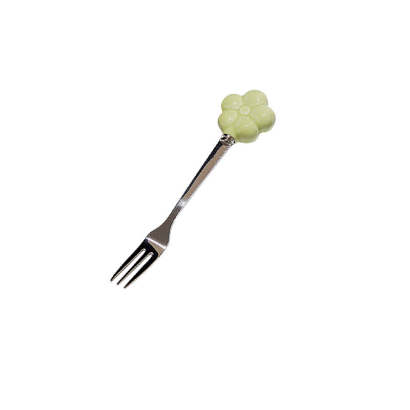 Creative sunflower stainless steel fruit fork desktop decoration ornament ceramic storage jar suit exquisite afternoon tea knife and fork
