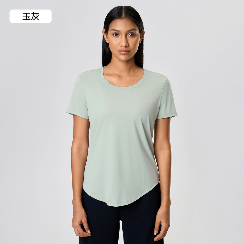 Factory direct summer new arrival: women's loose-fit brushed yoga short-sleeve top - breathable activewear for running and fitness (ds075)