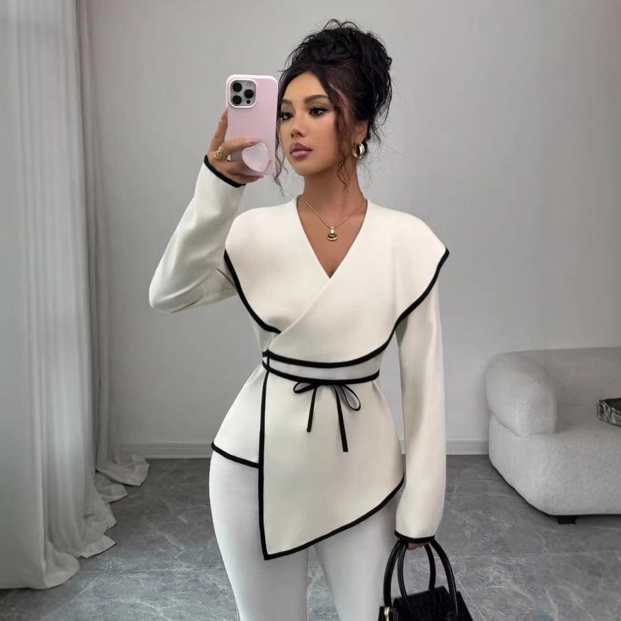european and american cross-border spring new arrivals: elegant, chic, and slimming korean-style designer women's top