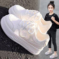 Girls' white sneakers - summer  new collection: kids' breathable mesh athletic shoes, lightweight canvas sneakers for girls and students