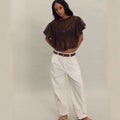 Pure desire style gentle short long sleevesknittingshirt-like elegantlooseslimming look sexycut outtie backtops