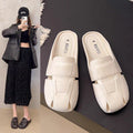 Pvc flat-toe slides - korean style fashion, non-slip, women's summer soft sole mules, slip-on lazy sandals for outdoor wear