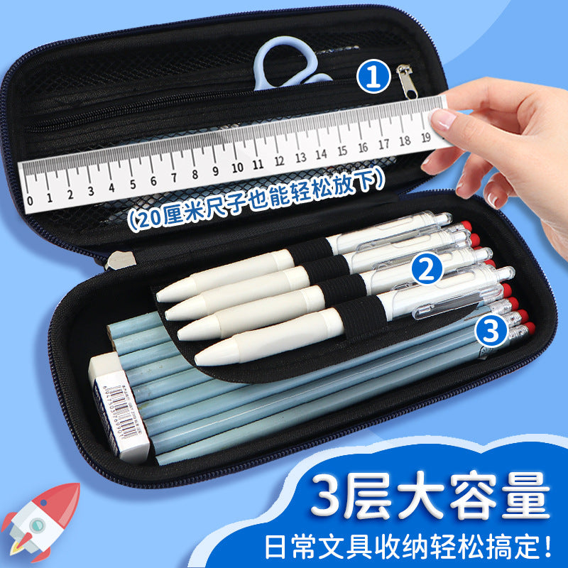 Large capacity 3D three-dimensional stationery box boy space astronaut pencil case high value primary school students multi-functional pencil case