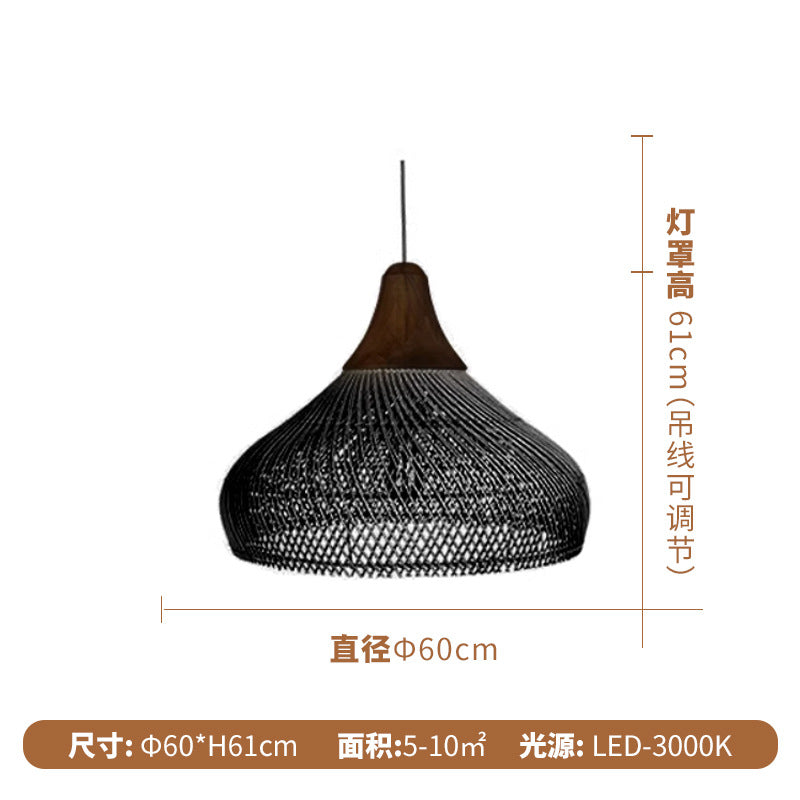 Wabi Silent Wind Retro Chandelier B & B Restaurant Tea Room Catering Clothing Store Rattan Designer Solid Wood Japanese Decorative Light