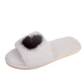 2024 new fuzzy slippers for women - wholesale direct from manufacturer, korean style one-strap slides, perfect for home or outdoor wear, pearl embellished flat fuzzy slippers