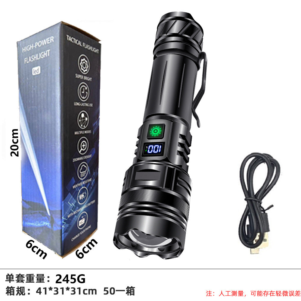 Douyin hot-selling new white laser super bright flashlight portable flood control emergency self-defense outdoor flashlight one piece