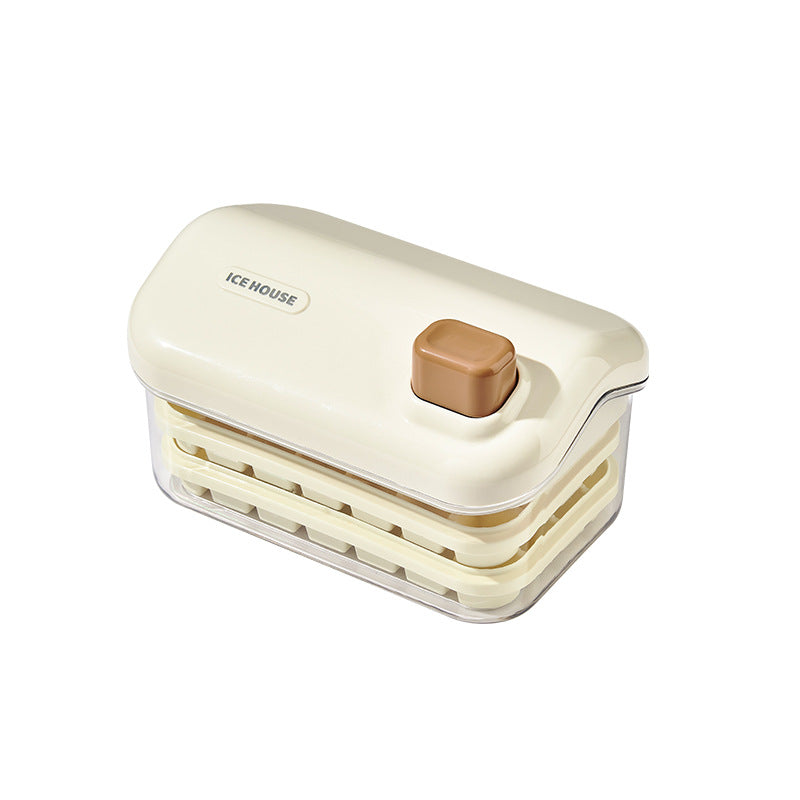 Ice cube mold, large-capacity pressing ice grid, household food-grade ice-making ice storage box, refrigerator with lid, frozen ice cube artifact